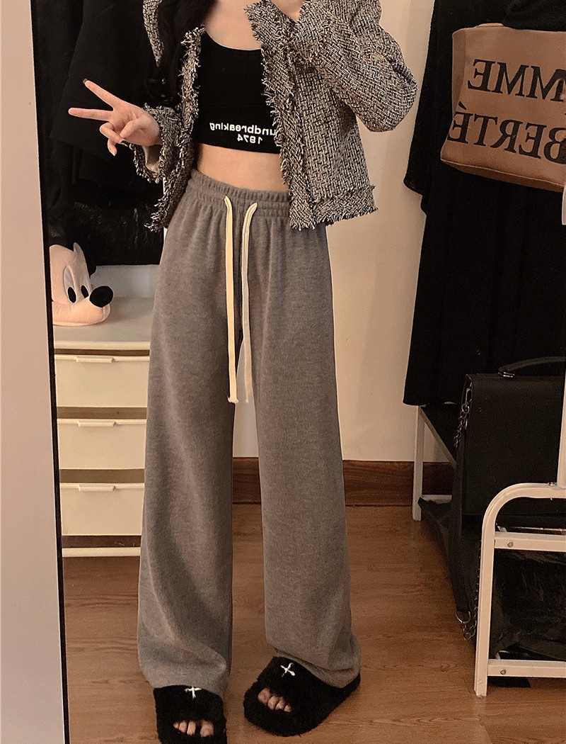 Thick slim all-match wide leg pants for women