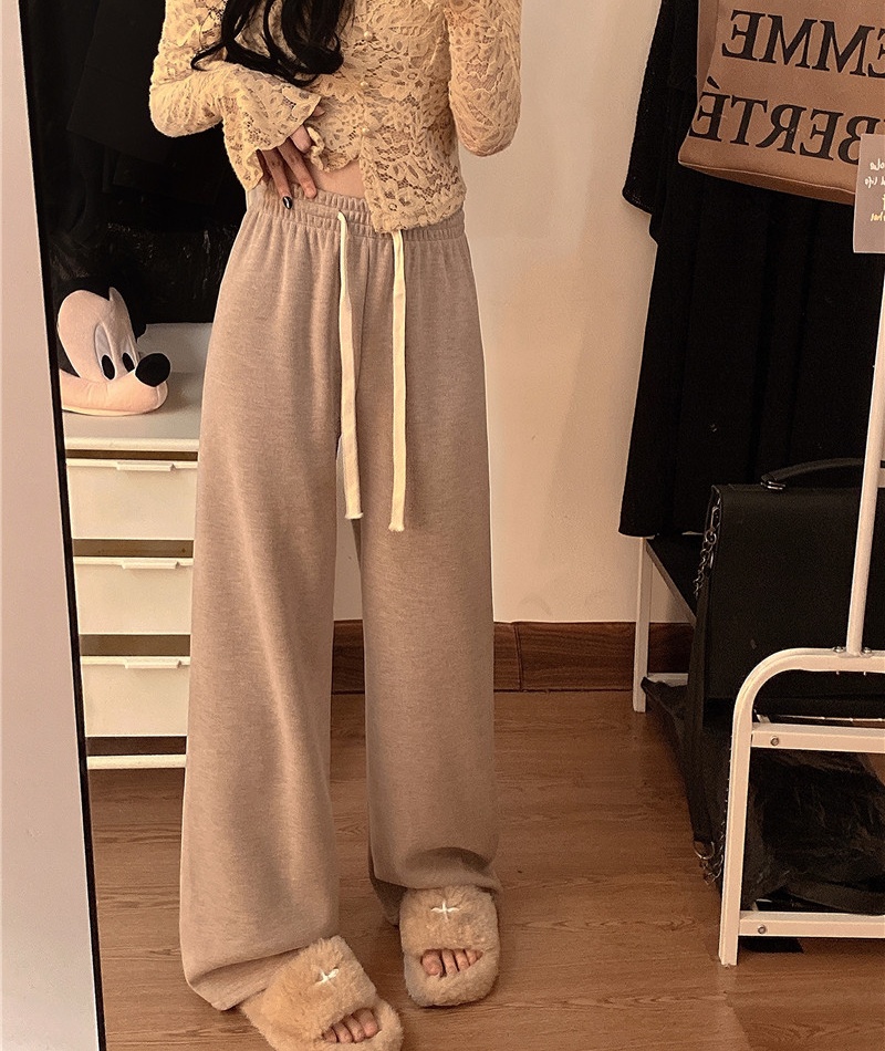 Thick slim all-match wide leg pants for women