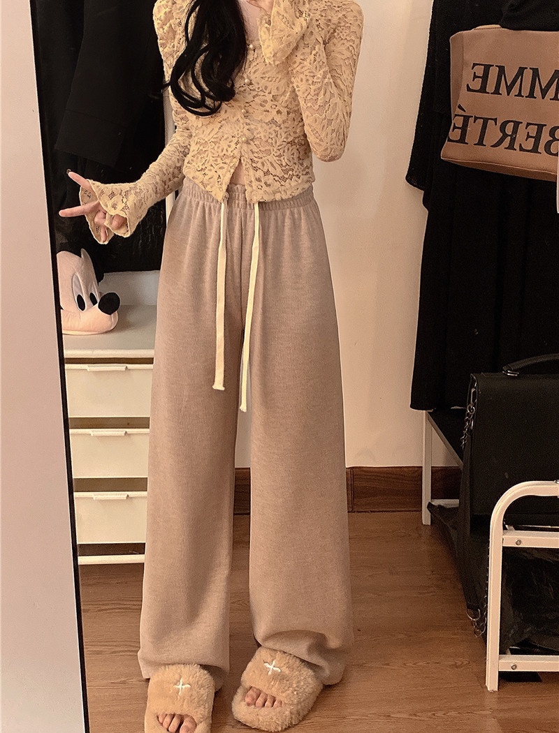 Thick slim all-match wide leg pants for women