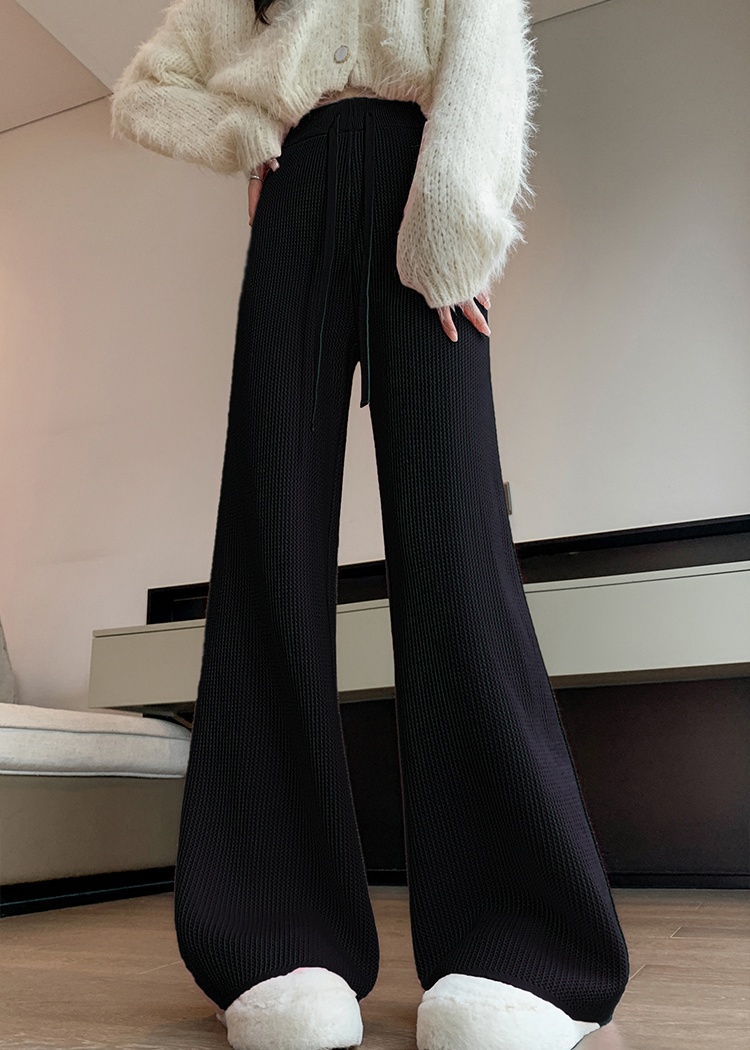 Drape knitted wide leg pants Casual straight pants for women
