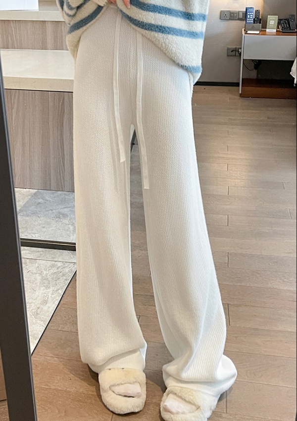 Drape knitted wide leg pants Casual straight pants for women
