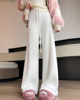 Autumn and winter mink velvet wide leg pants for women