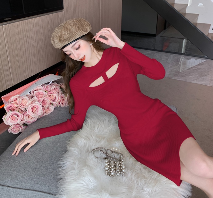 Show thin autumn and winter bottoming temperament dress