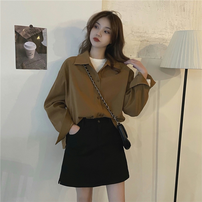 All-match Korean style coat retro simple shirt for women