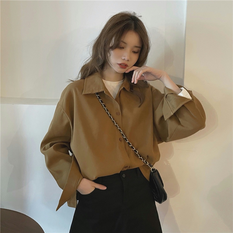 All-match Korean style coat retro simple shirt for women