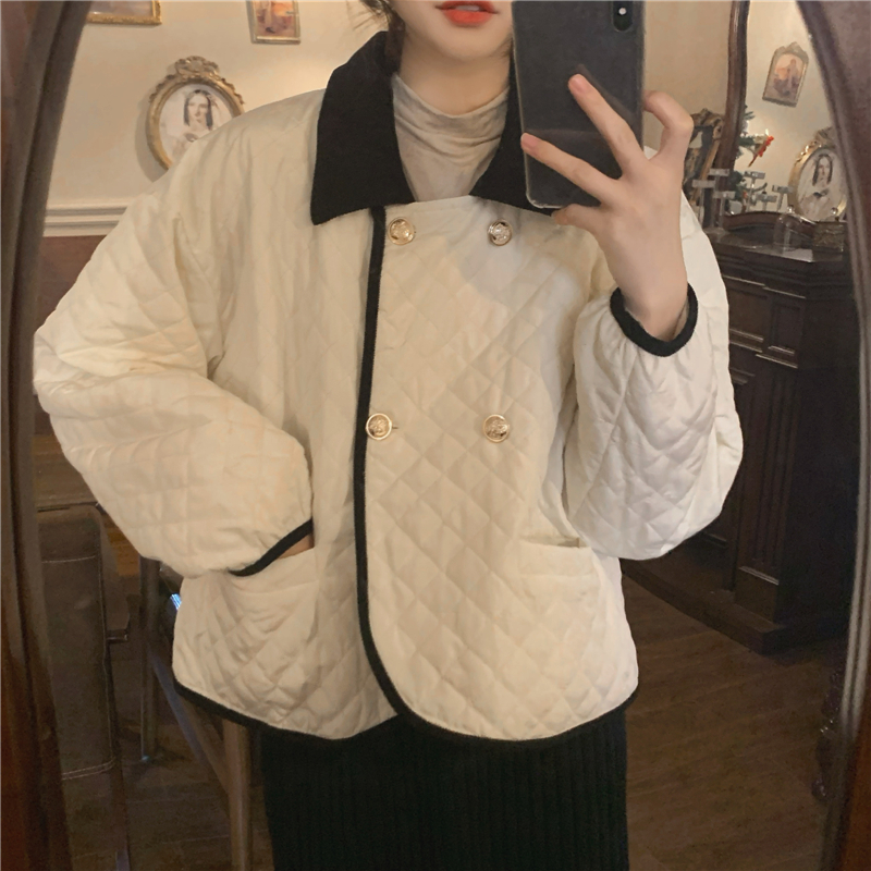 Retro all-match coat chanelstyle cotton coat for women