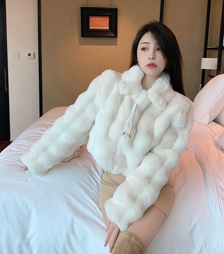 Waves rabbit fur imitation of mink velvet jacket