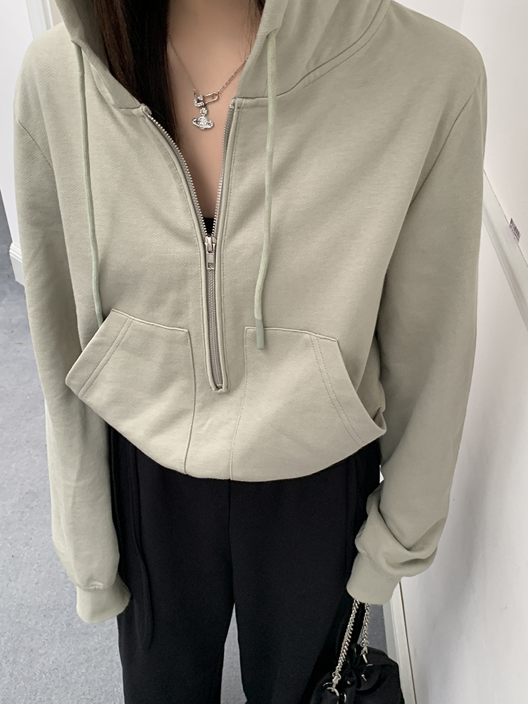 Lazy short hoodie American style loose tops for women