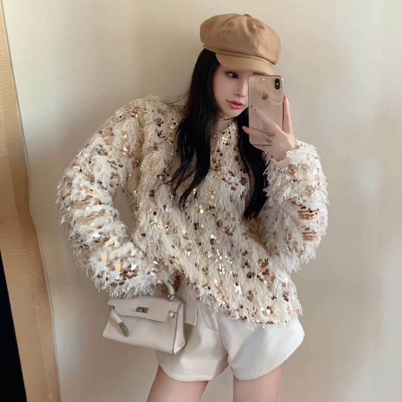 Sequins sweater autumn and winter tops for women