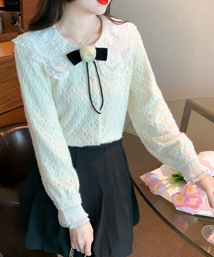 Plus velvet lace small shirt autumn and winter shirt for women