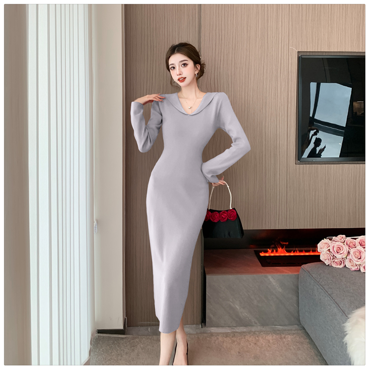 High waist long overcoat package hip dress for women