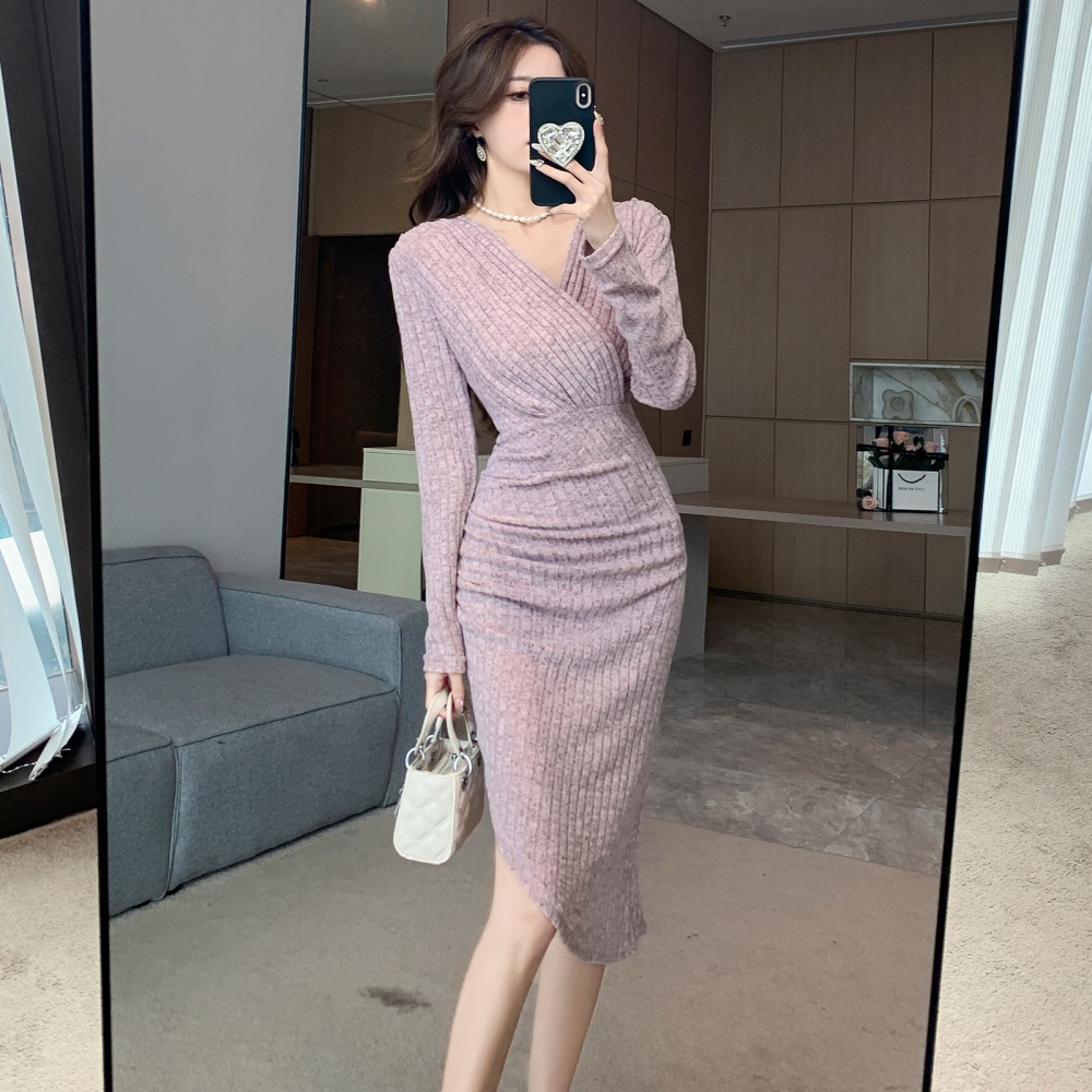 Package hip autumn and winter dress exceed knee sweater