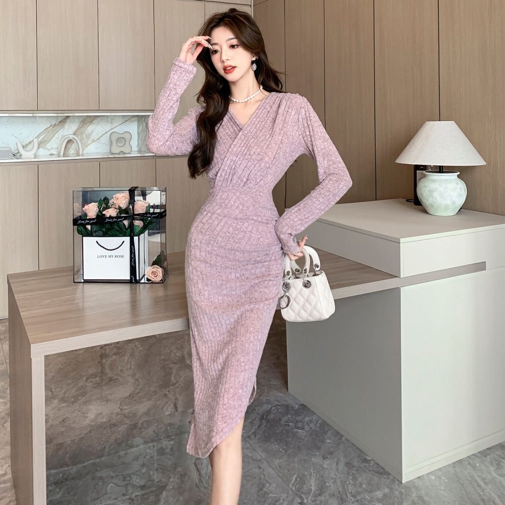 Package hip autumn and winter dress exceed knee sweater