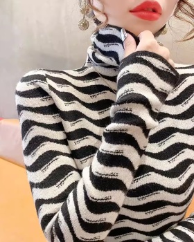 Western style tops high collar sweater for women