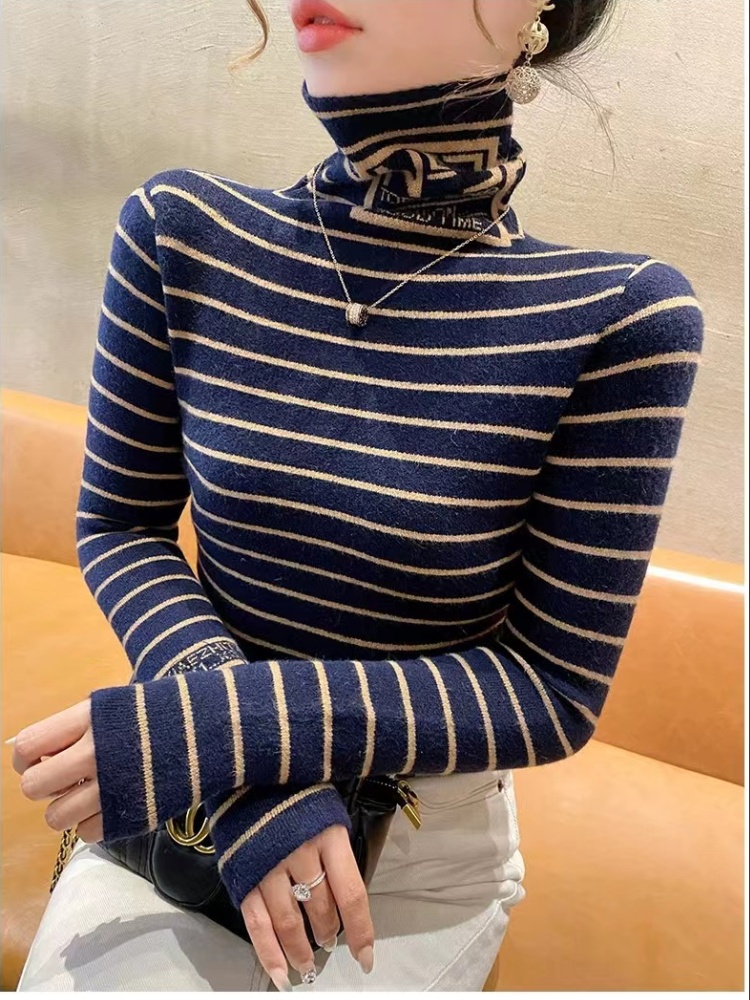 High collar autumn and winter sweater fashion tops for women