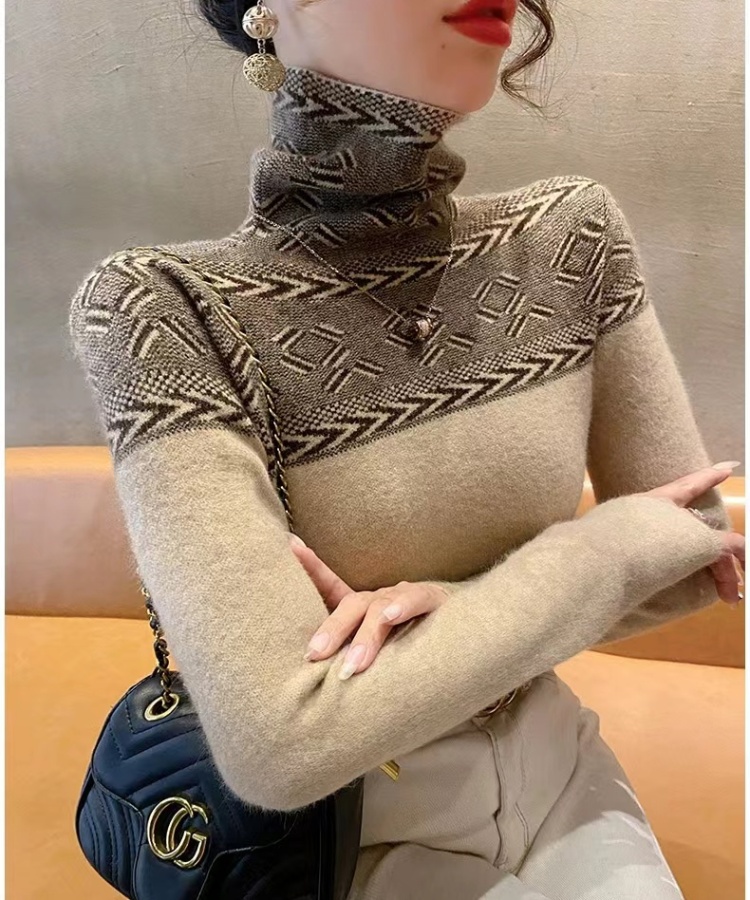 High collar sweater slim bottoming shirt for women