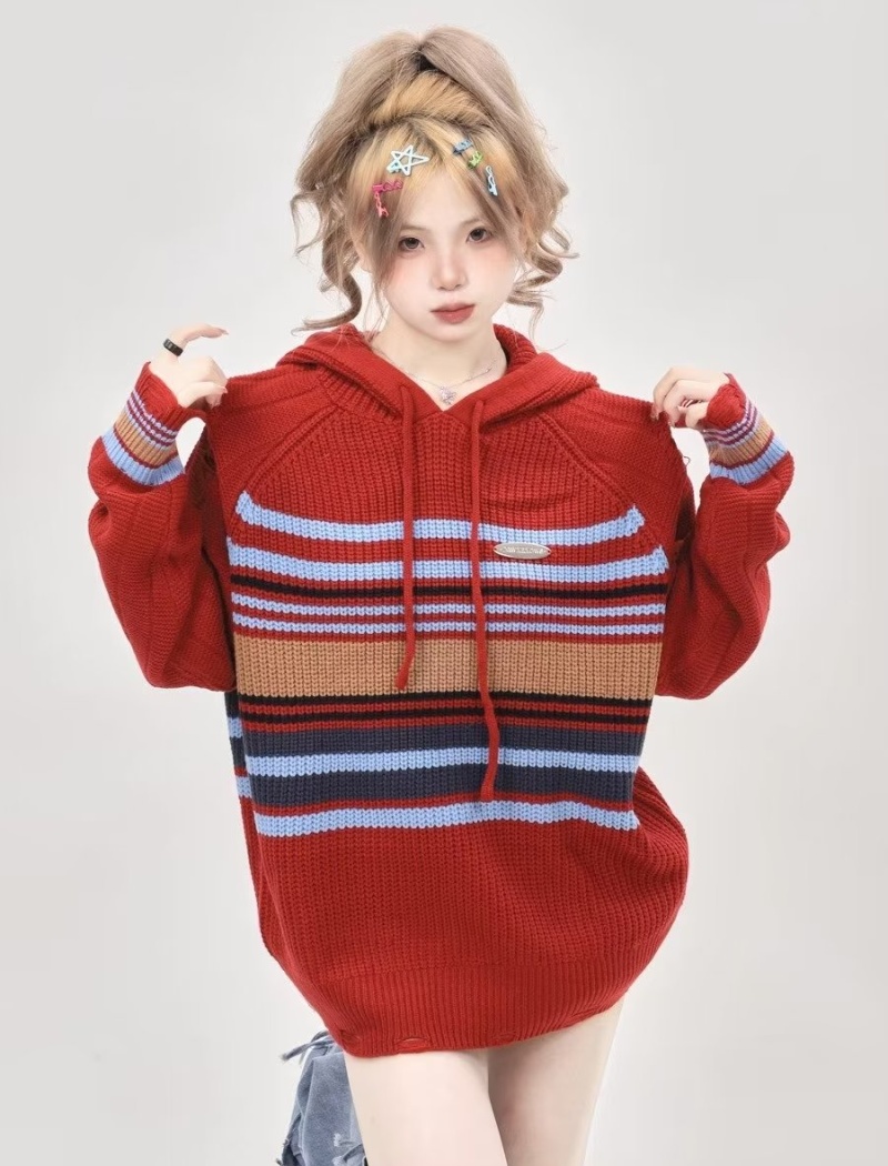 Retro hooded tops spicegirl couples sweater for women