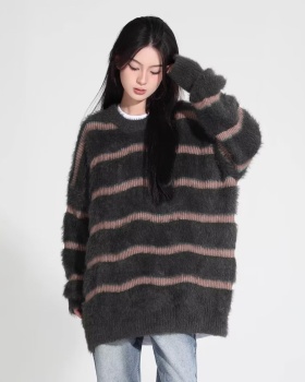 Mink hair thick tops loose sweater for women