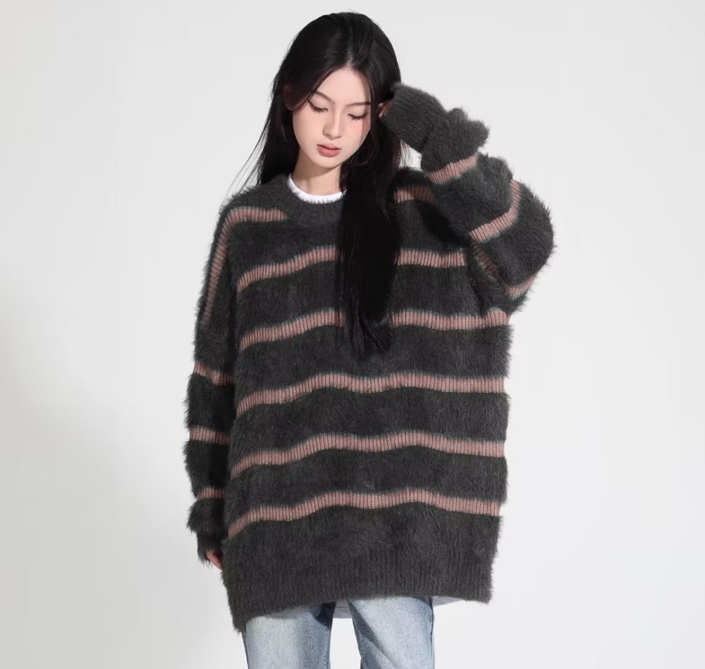 Mink hair thick tops loose sweater for women