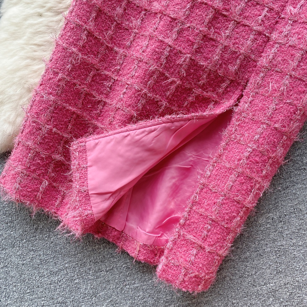 Light luxury split woolen skirt long winter coat a set