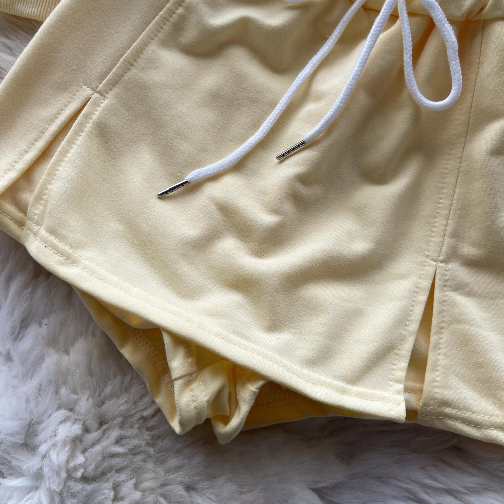 Casual strapless hoodie spicegirl tops 2pcs set for women