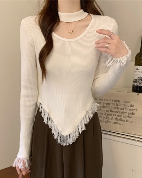 Tender clavicle tops low round neck sweater for women