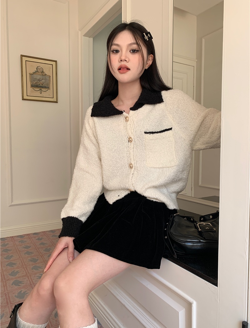 Knitted lapel cardigan chanelstyle coat
