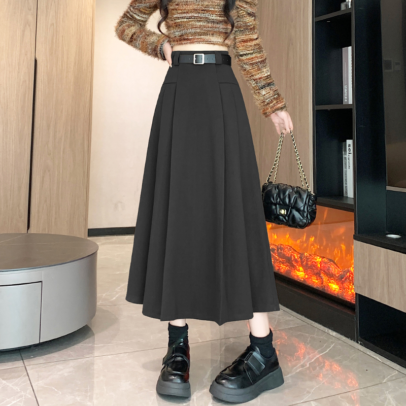 Small fellow skirt pleated long skirt for women