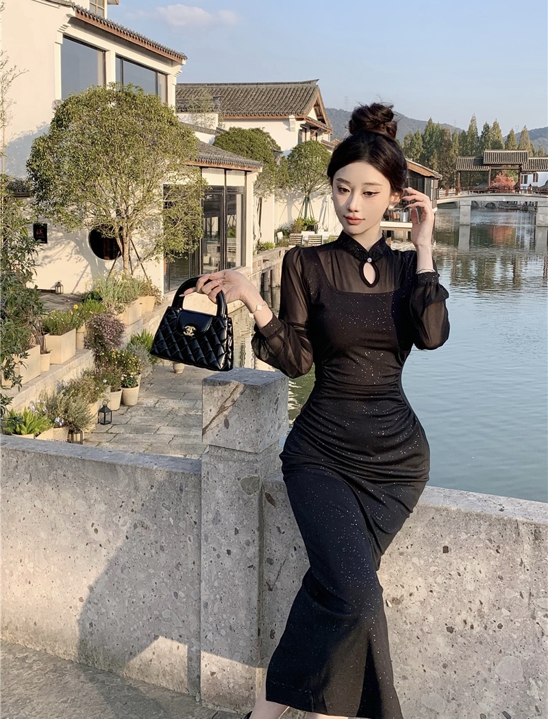 Retro hollow cheongsam Chinese style France style dress