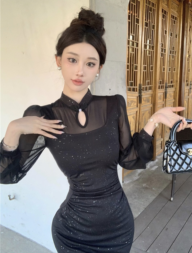 Retro hollow cheongsam Chinese style France style dress