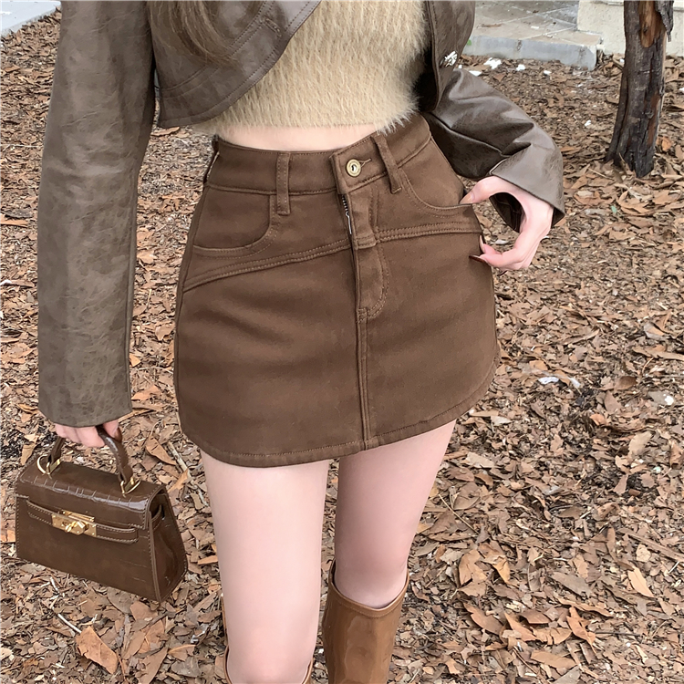 Autumn and winter short skirt denim culottes for women