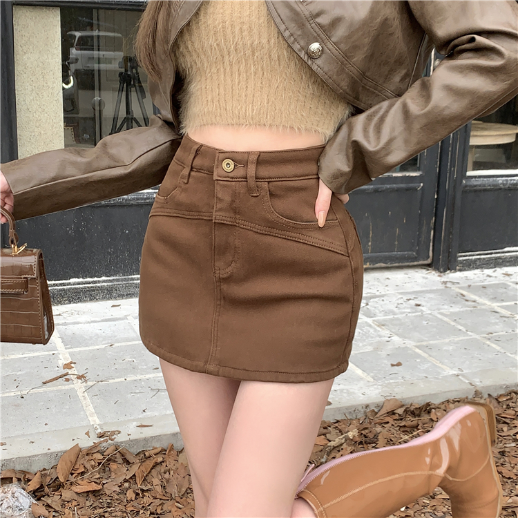 Autumn and winter short skirt denim culottes for women