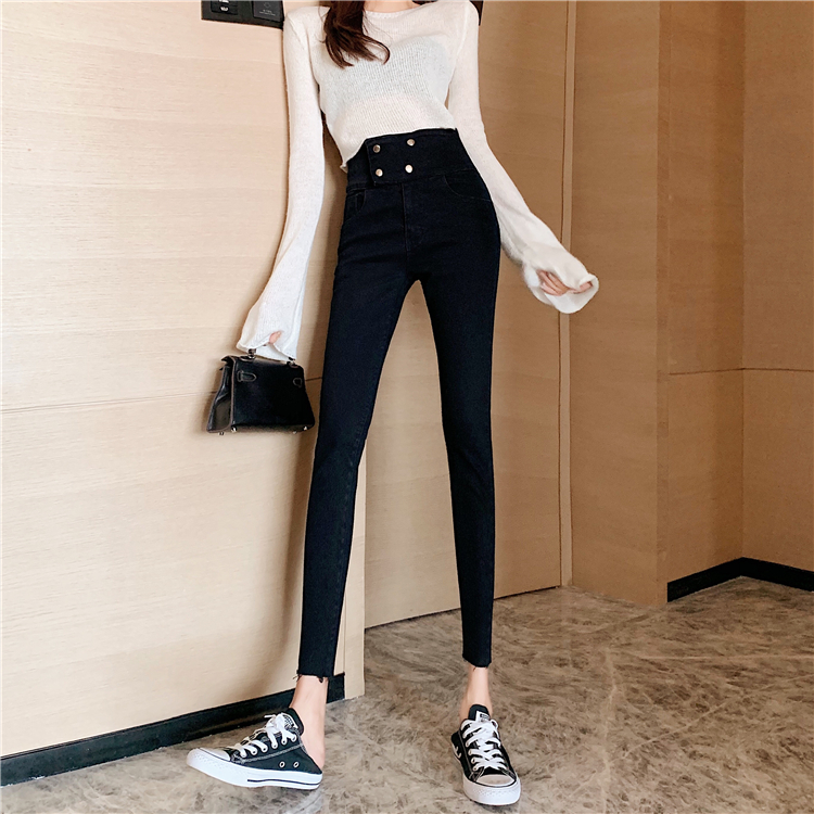 Korean style slim pencil pants elasticity jeans for women