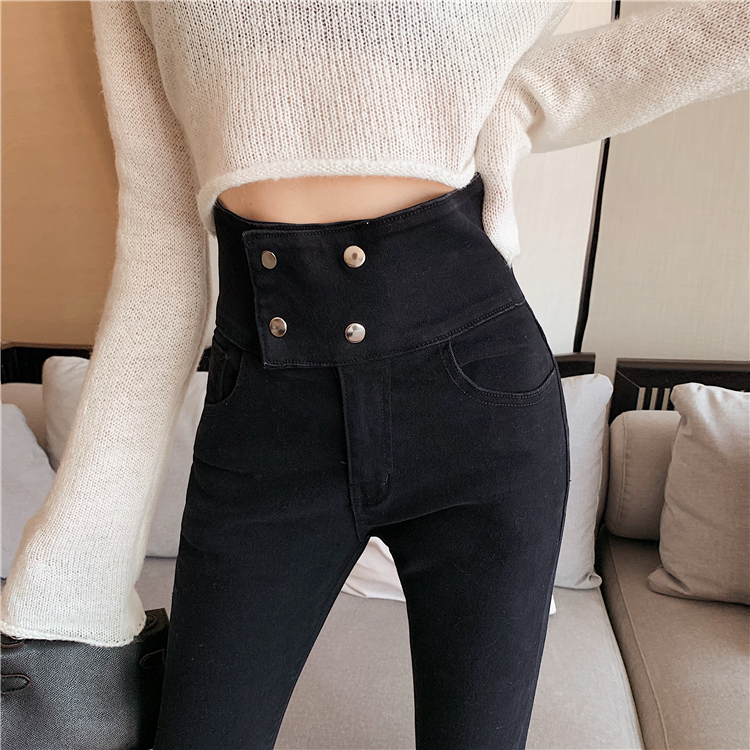 Korean style slim pencil pants elasticity jeans for women