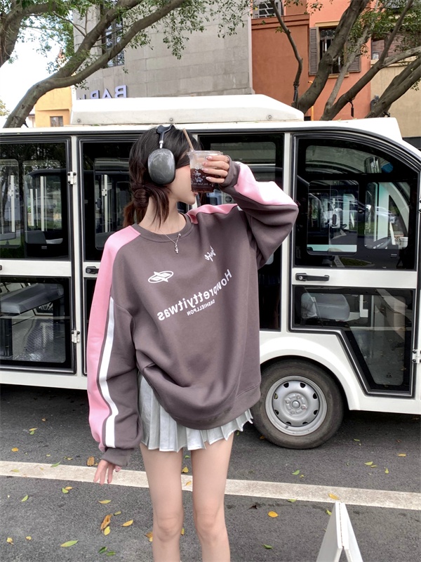 Unique round neck tops mixed colors Korean style hoodie