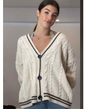 V-neck stars sweater lazy autumn and winter coat for women