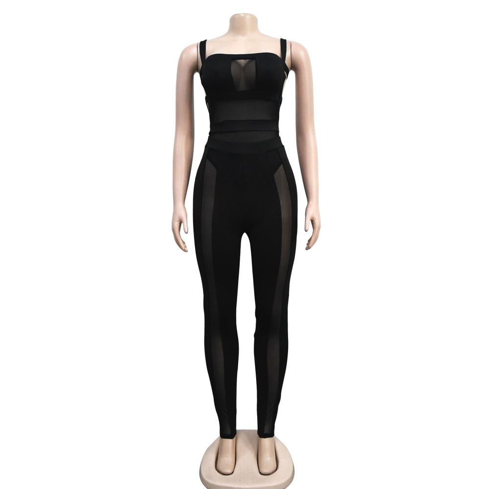 Sling sleeveless jumpsuit fashion gauze long pants 2pcs set