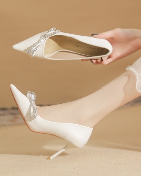 Fine-root pointed shoes bow high-heeled shoes for women