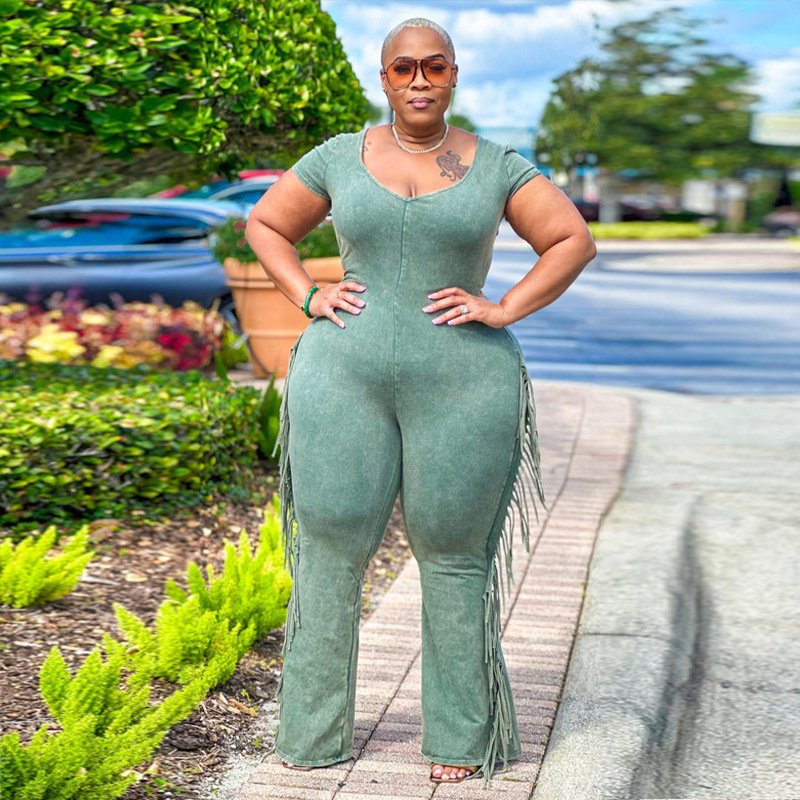 Large yard tight European style fat woman jumpsuit for women