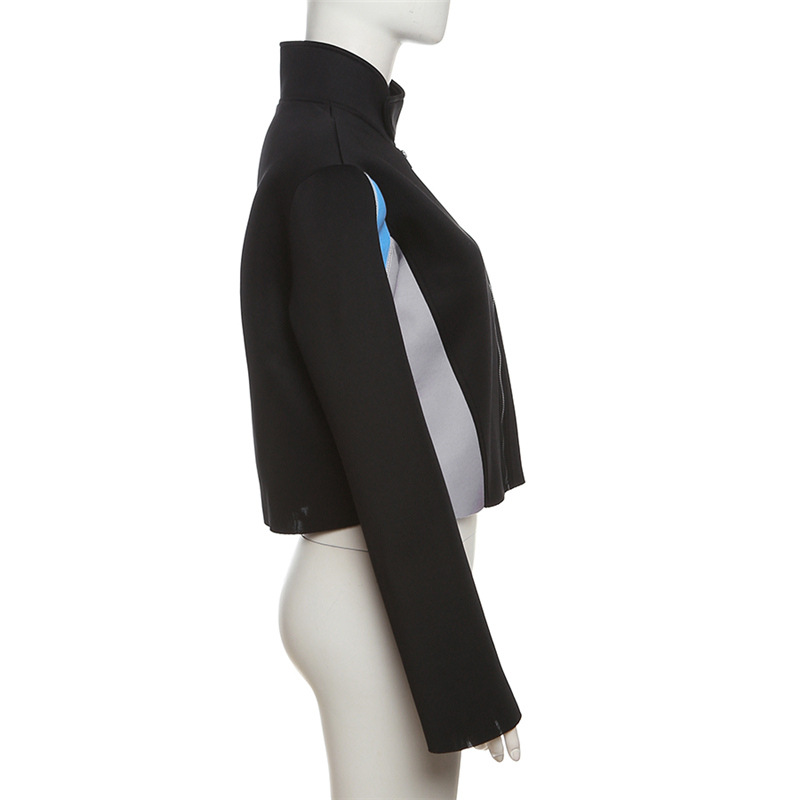 Slim splice coat Casual mixed colors jacket for women