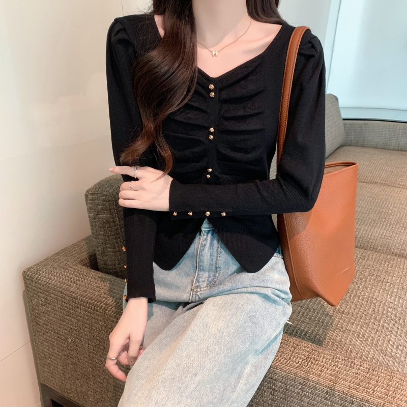 Long sleeve niche bottoming shirt knitted tops for women