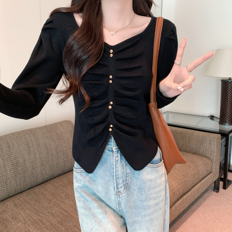 Long sleeve niche bottoming shirt knitted tops for women