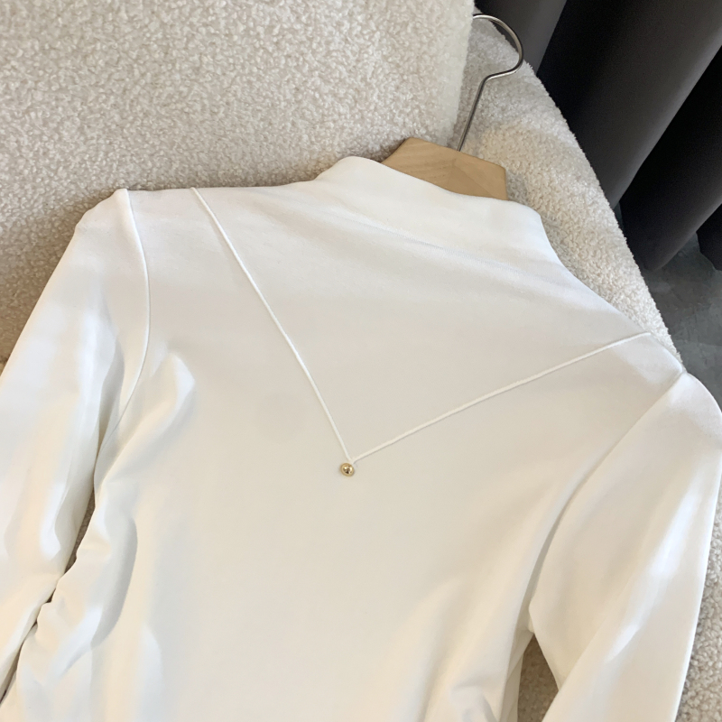 Long sleeve plus velvet bottoming shirt folds tops for women