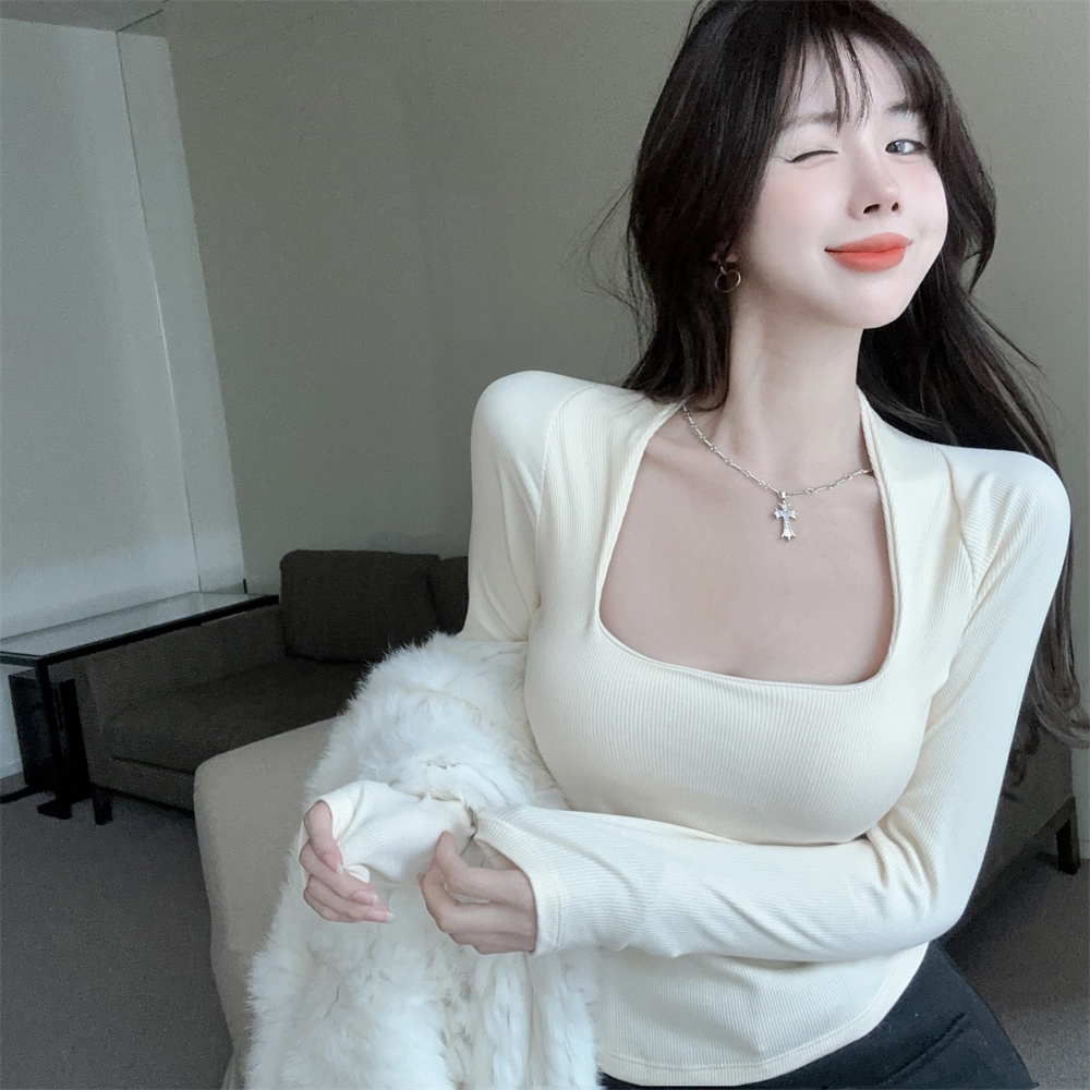 Winter long sleeve T-shirt clavicle cotton bottoming shirt