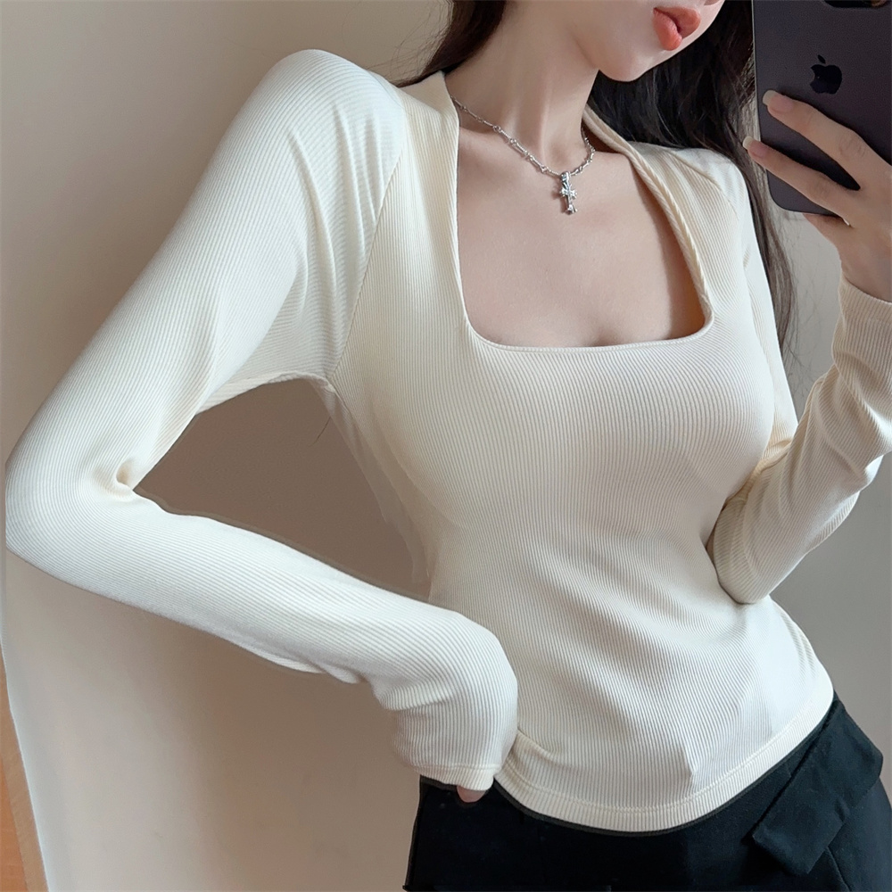 Winter long sleeve T-shirt clavicle cotton bottoming shirt