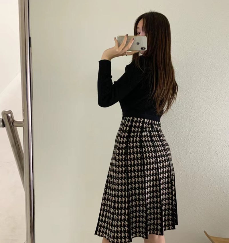 Retro Korean style temperament breasted long dress