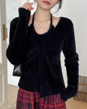 Autumn and winter pullover halter hippocampal hair sweater