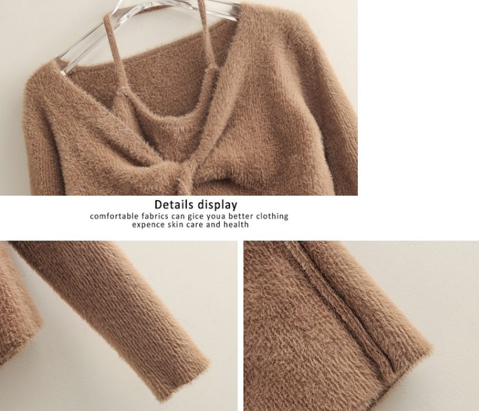 Autumn and winter pullover halter hippocampal hair sweater