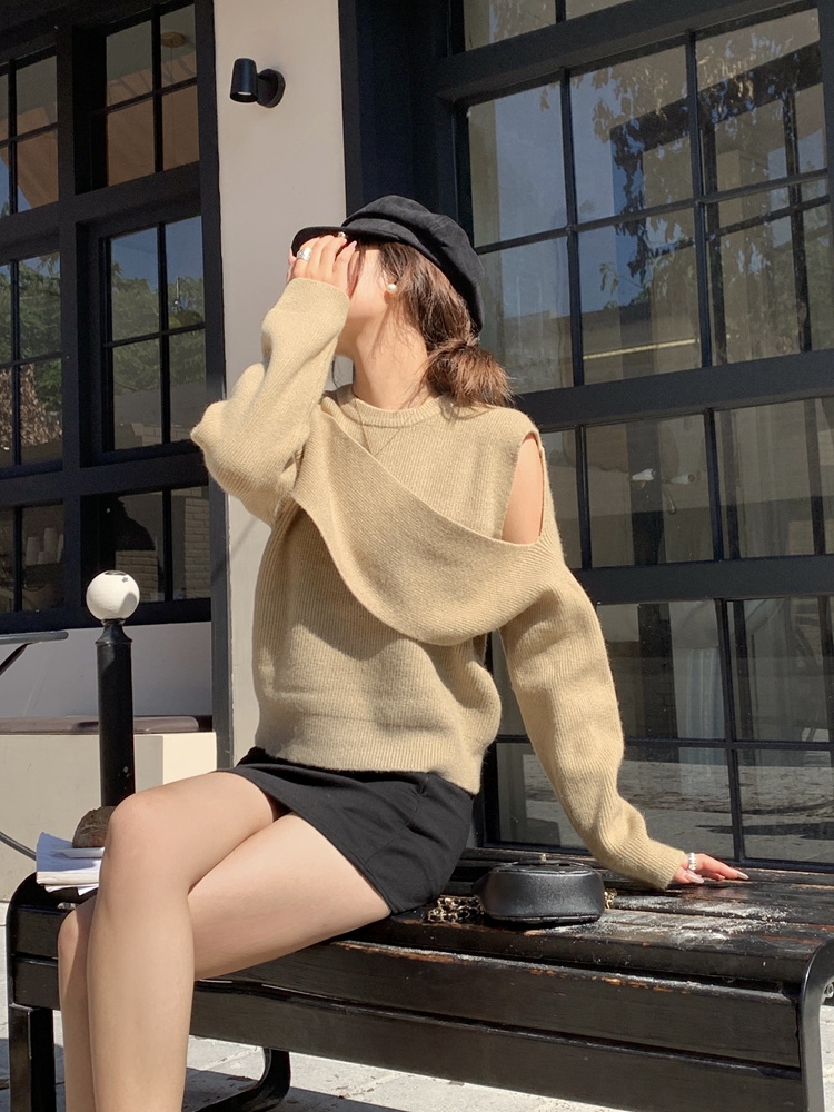 Temperament autumn and winter knitted strapless sweater