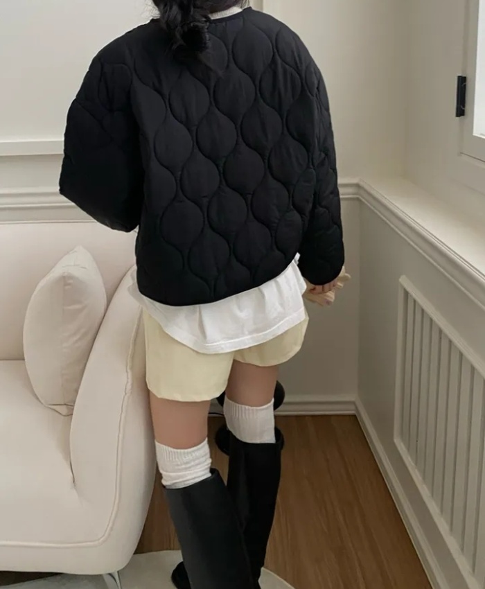 Quilted pattern cotton coat single-breasted coat